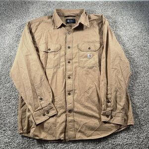 Carhartt Shirt Men XL Loose Fit Brown Button‎ Down Comfort Classiccore Flannel